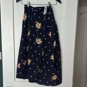 NWT Banana Republic Floral Navy Wrap Midi Skirt
